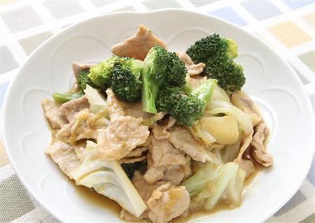 豚肉とブロッコリーのフライパン蒸し。※２７６ｋｃａｌ、塩分１．７グラム（１人分）