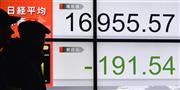１万７０００円を割り込んだ日経平均株価の終値を示すボード＝１８日、東京都中央区