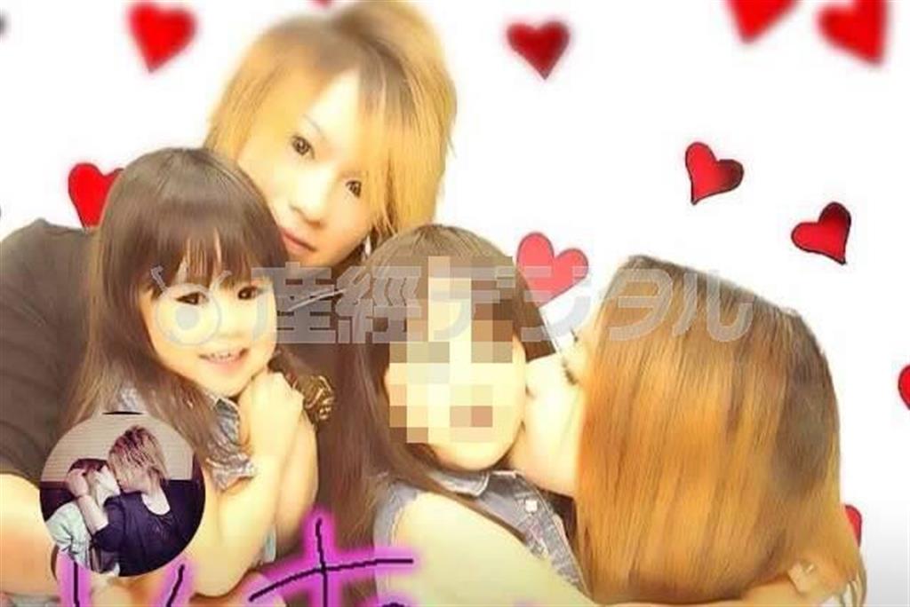 藤本彩香容疑者と長女、大河原優樹容疑者、羽月ちゃん（右から）＝ＬＩＮＥから（一部画像を処理しています）