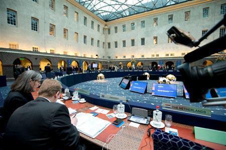 難民問題に絡み、入国審査の再導入を最大２年継続できるようにする手続きの準備を欧州委に求めた欧州連合（ＥＵ）の非公式内相会合＝２０１６年１月２５日、オランダ・首都アムステルダム（ＡＰ）