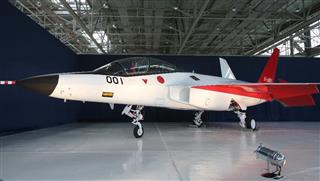 報道陣に公開された先進技術実証機＝２８日、愛知県豊山町（彦野公太朗撮影）