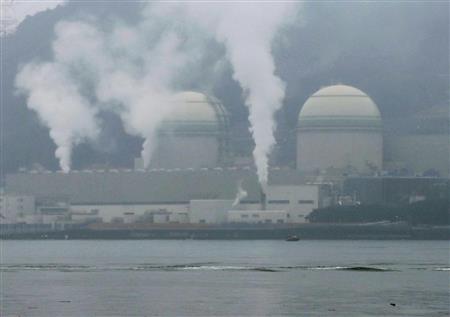 再稼働した関西電力高浜原発３号機。右は４号機＝２９日、福井県高浜町