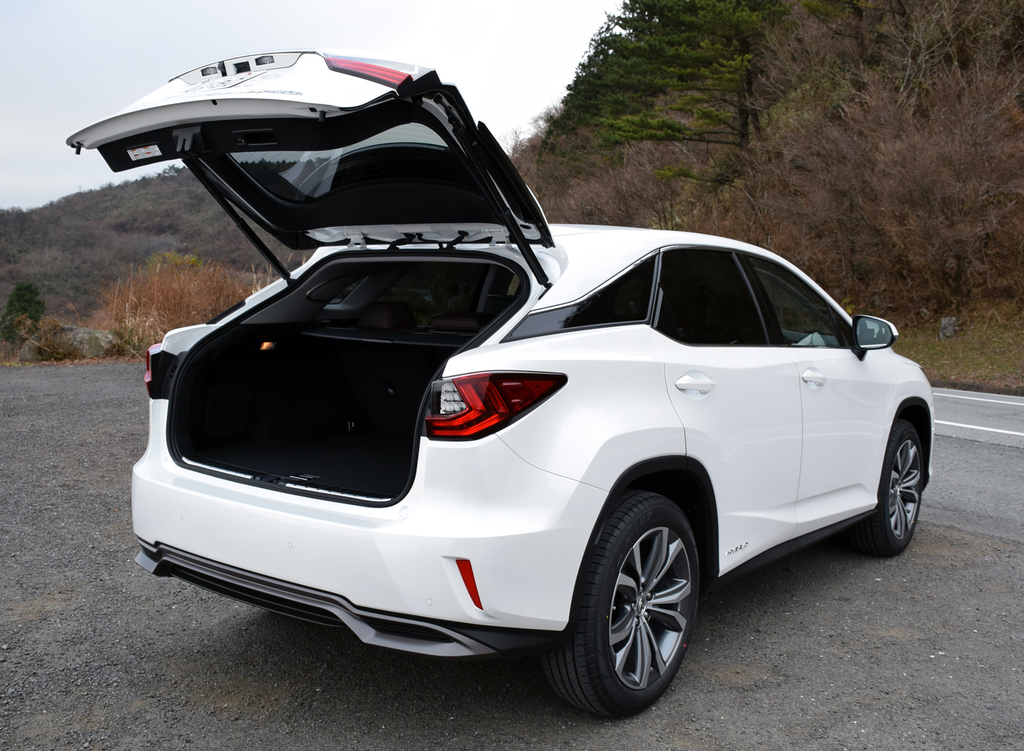 レクサスのエンブレムに手をかざすと自動で開くバックドア。