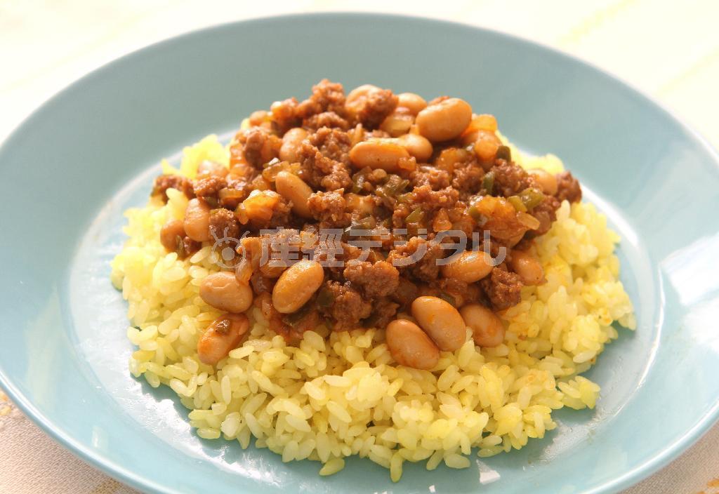 チリコンカン＿カレー風味。※５１０ｋｃａｌ、塩分１．９グラム（１人分）