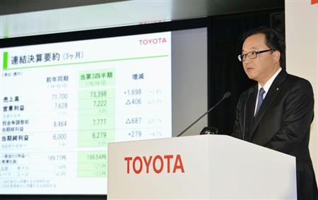 トヨタ自動車の２０１５年４～１２月期連結決算について記者会見する大竹哲也常務役員＝５日午後、東京都文京区