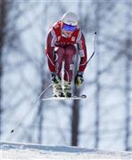 アルペンスキーＷ杯男子滑降第８戦で優勝したチェーティル・ヤンスルード＝２０１６年２月６日、韓国・江原道平昌市（共同）