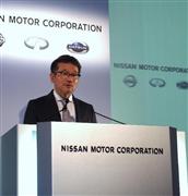 決算を発表する日産自動車の田川丈二常務執行役員＝１０日、横浜市西区（会田聡撮影）