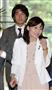官邸を後にする自民党の金子恵美（手前）、宮崎謙介衆院議員＝２０１５年３月２４日、首相官邸（酒巻俊介撮影）