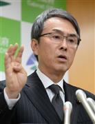 ２０１５年１０月～１２月期ＧＤＰ速報値の発表を受け会見する、石原伸晃経済再生担当相＝１５日、東京・永田町