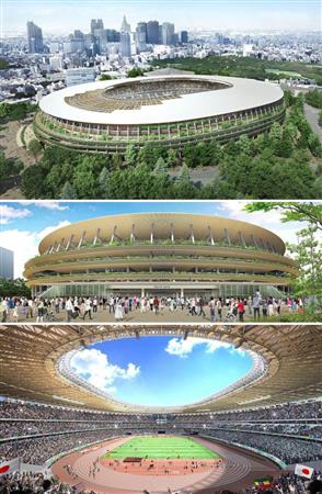新国立競技場の新たな建設計画に採用されたＡ案のイメージ図（技術提案書よりＪＳＣ提供）