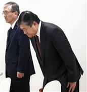 会見に臨む三井物産の安永竜夫代表取締役社長＝２３日午後、東京都千代田区（撮影・春名中）