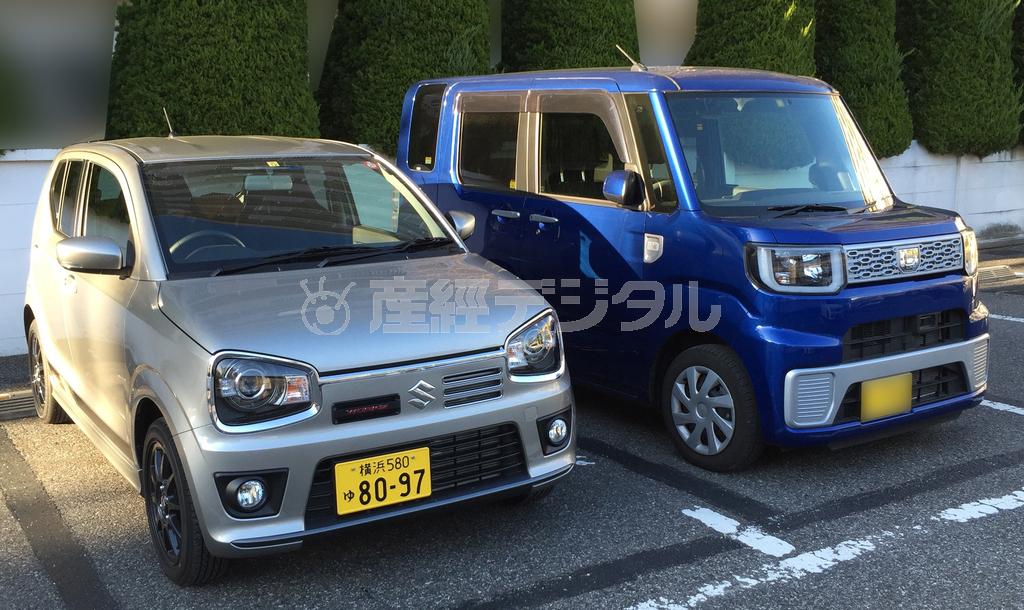 以前「試乗インプレ」で取り上げたダイハツ・ウェイクと遭遇。横に並べてみた。横幅は同じだが、車高の違いは歴然。アルトワークス