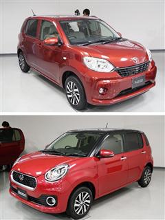 トヨタ自動車の「パッソＸ」（上）と、ダイハツ工業の「ブーンシルク」＝１１日、東京都中央区
