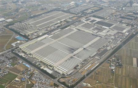 生産が停止したトヨタ自動車の堤工場＝愛知県豊田市