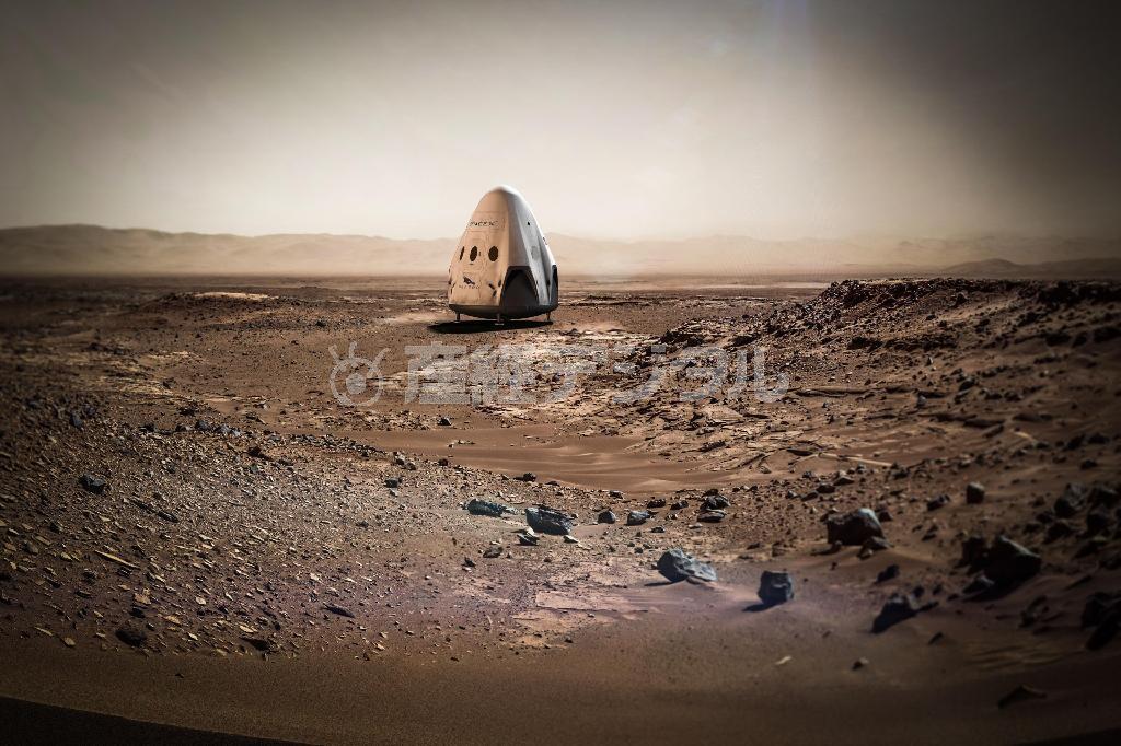 火星に着陸した米スペースＸの宇宙船レッドドラゴンの想像図（スペースＸ提供・共同）