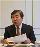 榊原専務理事。厳しい業況のなか２０１５年度の社会貢献額も１５億円を上回った旨、報告