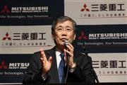 決算発表を行う三菱重工業の宮永俊一社長＝９日、東京都港区（早坂洋祐撮影）