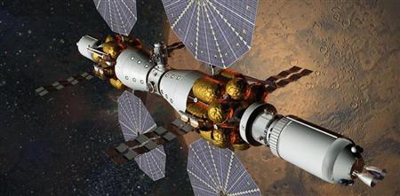 米ロッキード・マーチンが計画する、火星を周回する有人宇宙基地の想像図（同社提供・共同）
