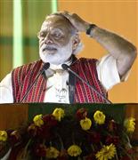 インドのモディ首相＝４月、インド北東部グワハティ（共同）