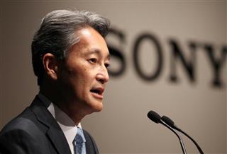 経営方針説明会で発言するソニーの平井一夫社長=29日、東京都港区 経営方針説明会で発言するソニーの平井一夫社長=29日、東京都港区