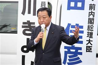 野田佳彦前首相＝橿原市、近鉄大和八木駅前（撮影日：６月２１日）