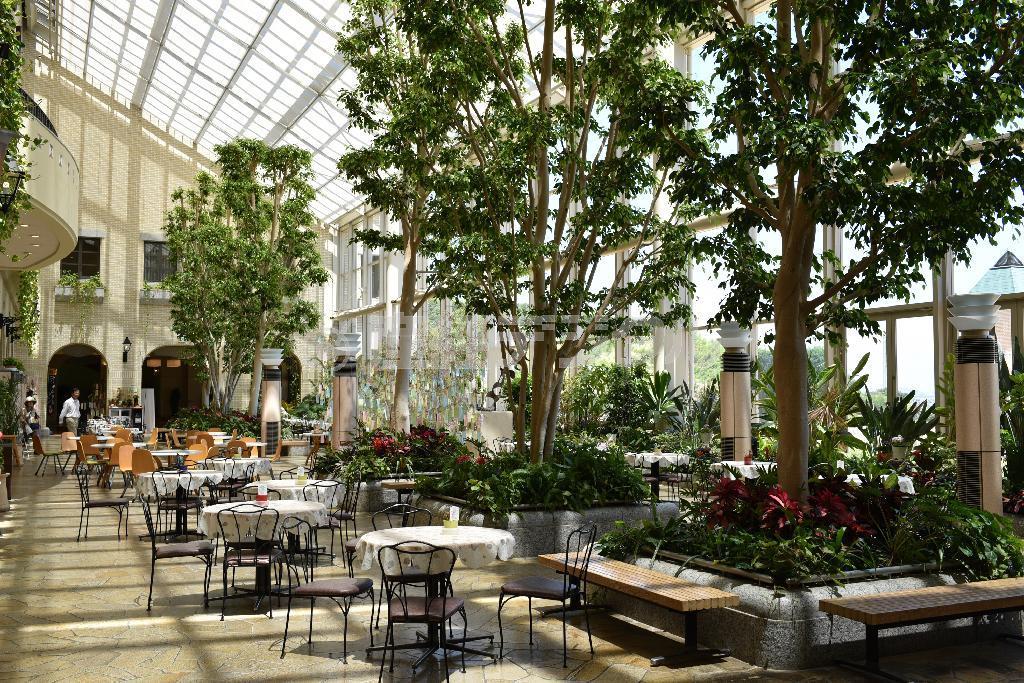 中に入ると採光窓からさんさんと日光が降り注ぐガラス張りのテラス。ジャガー・Ｆ－ＰＡＣＥ