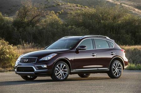 日産が新エンジンを搭載する予定のインフィニティ「ＱＸ５０」の２０１６年モデル（ＡＰ）