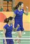 女子ダブルス準決勝韓国組と対戦し、ガッツポーズをする高橋（奥）、松友組＝リオデジャネイロ（共同）