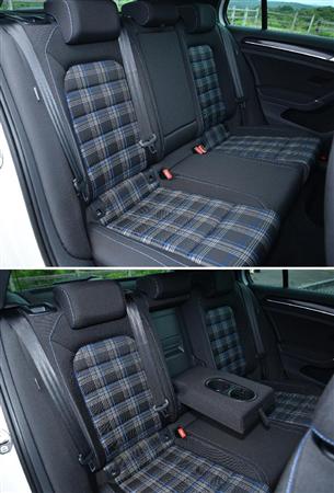 後席も同柄。アームレストが広めでくつろげる。ゴルフＧＴＥ