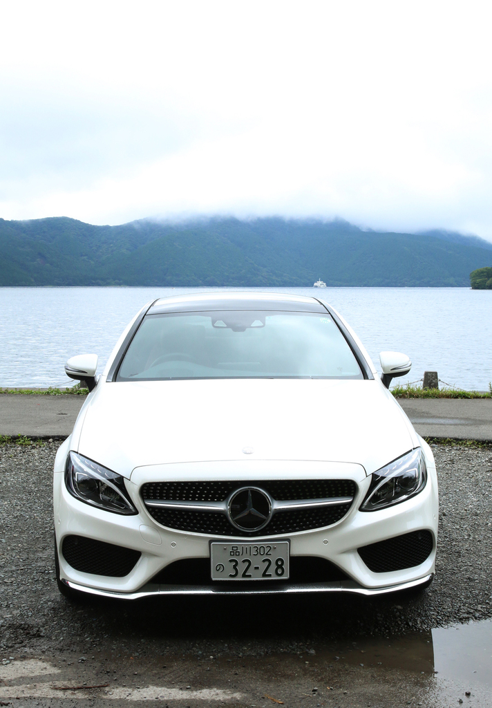 車両を芦ノ湖の湖岸に降ろしてパシャリ