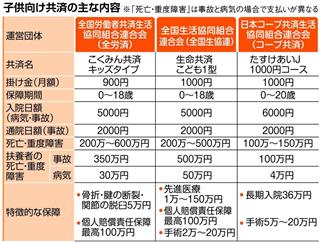 子供向け共済の主な内容