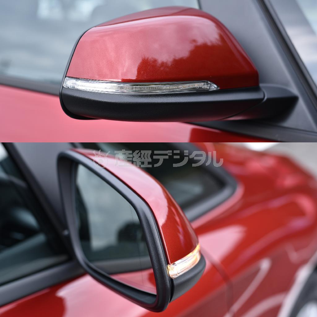 ミニバンとしては小振りなドアミラー。もうちょっと大きいほうが使いやすいかも。ＢＭＷ・２１８ｄグランツアラー