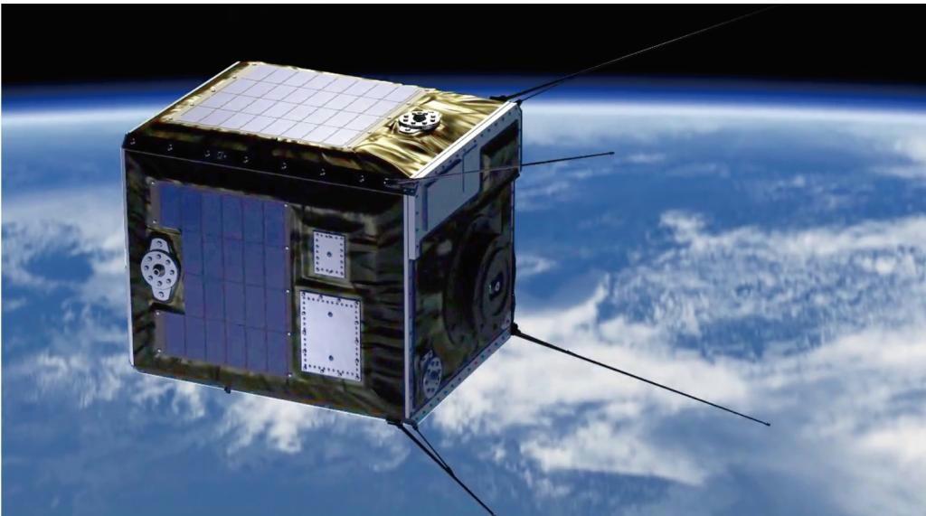 人工流れ星の素となる粒子を積む人工衛星のイメージ（ＡＬＥ提供）