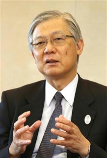 インタビューに応じるＮＥＣの新野隆社長＝２９日、東京都港区