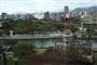 展望台からみえる原爆ドームや平和記念公園。左後方は宮島