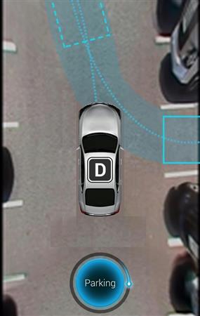 スマートフォンで自動駐車するシステムの開発中の画面