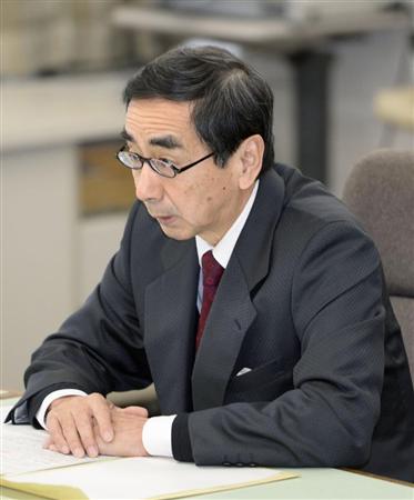 松野博一文科相と会談する西川一誠知事＝１２月２７日午前、福井県庁