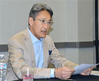 米ラスベガスで記者会見するソニーの平井一夫社長＝５日（共同）