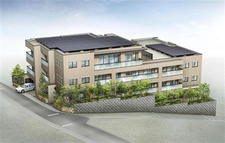 積水ハウスが１９年春の完成を目指す、実質ゼロエネルギーのマンションのイメージ図