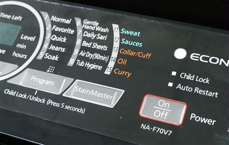 パナソニックがインドで販売を始めた新型洗濯機のパネル部分。カレー汚れに対応する「Ｃｕｒｒｙ」のコースがある（パナソニック提供）