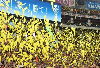 盛り上がるソフトバンクホークスの応援席。今シーズンは、需給に応じた変動価格制を本格導入する（矢島康弘撮影）