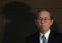会見する東芝の綱川智社長＝１４日午後、東京都港区（古厩正樹撮影）