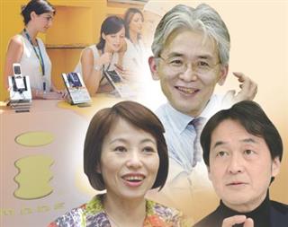 携帯電話であらゆる情報を―。現在の「当たり前」を生み出した中心メンバーは榎啓一、夏野剛、松永真理（上から時計回り）の異なる才能を持った３人だった