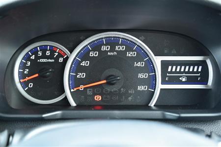 メーターは自発光式の２眼。小さいながら回転計が省略されていないのがうれしい。ダイハツ・トール