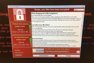１２日、サイバー攻撃の被害に遭ったとみられる英国の医療機関のコンピューター画面（ＡＰ＝共同）