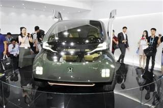 ホンダが「ＣＥＳアジア」に出展したＥＶのコンセプト車「ニューヴィー」＝６月７日、中国・上海（会田聡撮影）