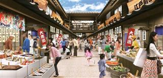 江戸の町並みを再現した千客万来施設のイメージ図（東京都のホームページより）