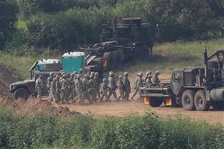 昨年８月、韓国北部・坡州市で、米韓合同軍事演習「乙支フリーダムガーディアン」に参加した米軍兵士（ＡＰ）