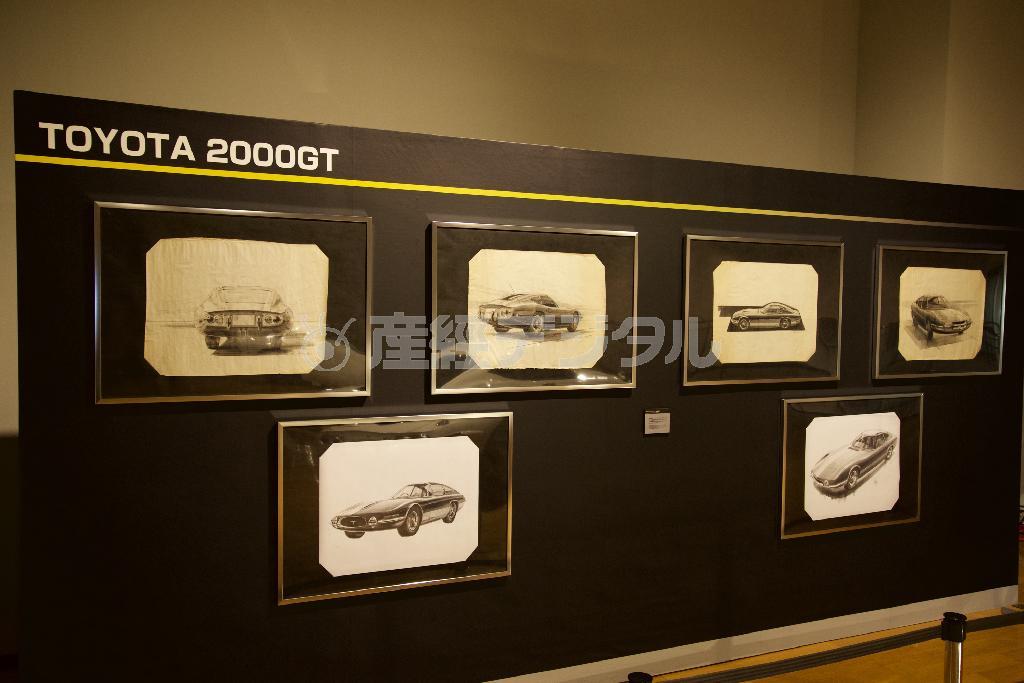 開発途中のデザインスケッチ。実車画像と比較してみよう。トヨタ博物館２０００ＧＴ特別展