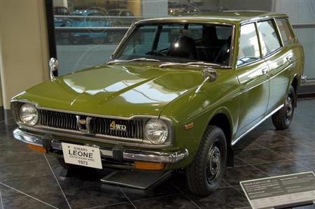 乗用四駆の市場を開拓。四駆と相性の良い水平対向エンジンと合わせ、現在のレガシー、インプレッサにつながる独自路線の礎となったスバル・レオーネエステートバン４ＷＤ（１９７２年・日）。トヨタ博物館